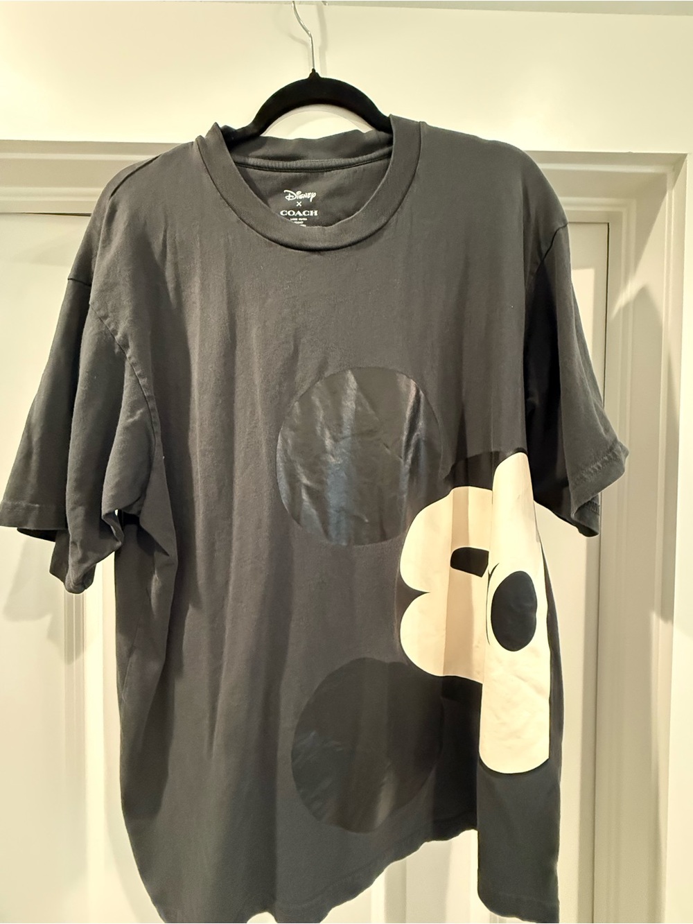 Coach Black Short-Sleeve Graphic Tee with Cream Mickey Detail
